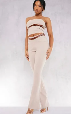 Stone Stretch Woven Belt Detail Bandeau Top