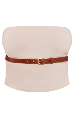 Stone Stretch Woven Belt Detail Bandeau Top