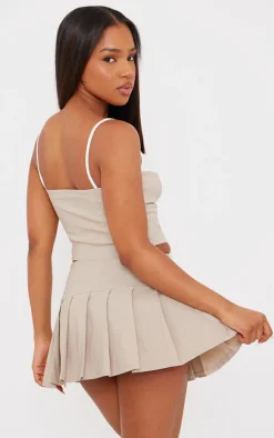 Stone Stretch Woven Contrast Bow Detail Top