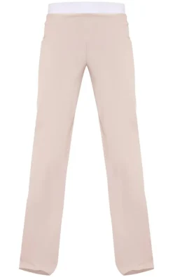 Stone Stretch Woven Contrast Wide Leg Pants