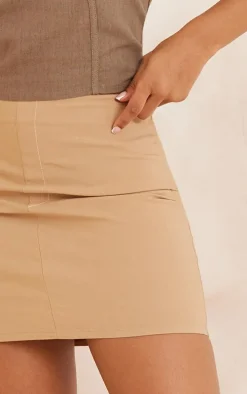 Stone Stretch Woven Placket Detail Mini Skirt