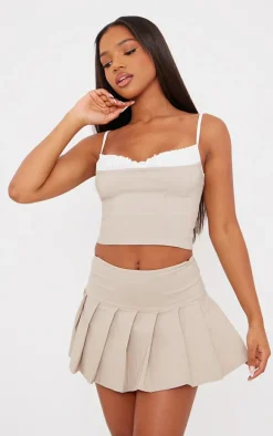 Stone Stretch Woven Skater Skirt