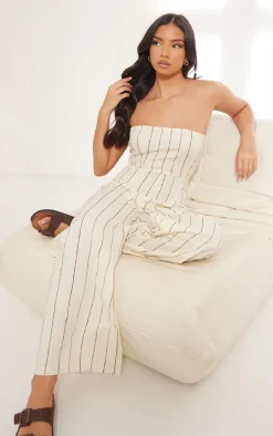 Stone Stripe Bandeau Pocket Detail Jumpsuit