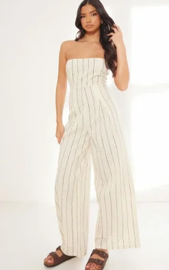 Stone Stripe Bandeau Pocket Detail Jumpsuit