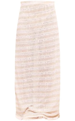 Stone Striped Textured Jersey Maxi Skirt