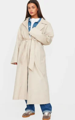 Stone Structured Oversized Trench Coat