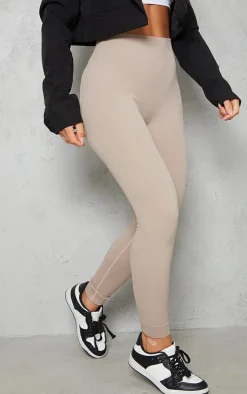 Stone Structured Snatched Rib Cuffed Detail Leggings