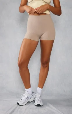 Stone Structured Snatched Rib Hot Pants