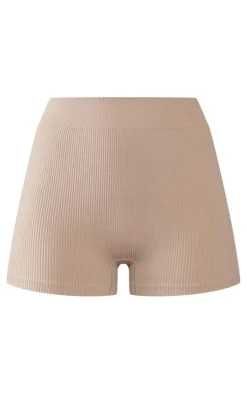 Stone Structured Snatched Rib Hot Pants