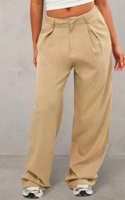 Stone Structured Woven Tailored Wide Leg Pants