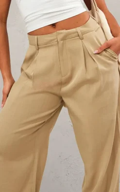 Stone Structured Woven Tailored Wide Leg Pants