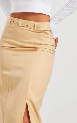 Stone Tailored Woven Belted Maxi Skirt