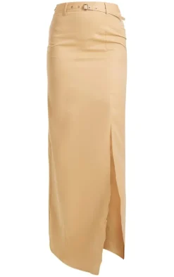 Stone Tailored Woven Belted Maxi Skirt