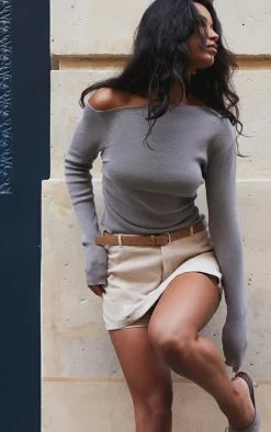 Stone Tailored Woven Belt Detail Skort