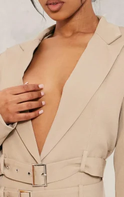 Stone Tailored Woven Double Belted Blazer Dress