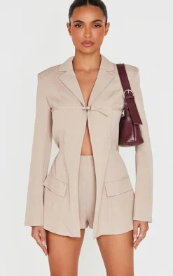 Stone Tailored Woven Thin Belt Detail Romper