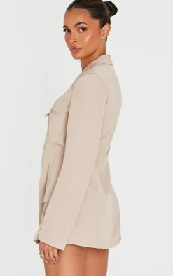 Stone Tailored Woven Thin Belt Detail Romper