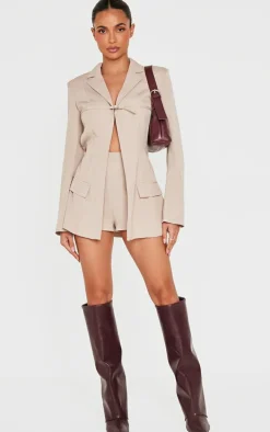 Stone Tailored Woven Thin Belt Detail Romper