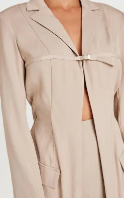 Stone Tailored Woven Thin Belt Detail Romper