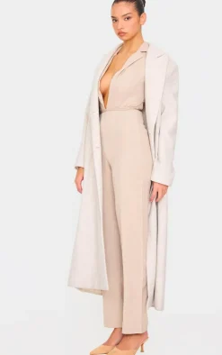 Stone Tailored Woven Vest Lace Up Detail Jumpsuit