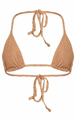 Stone Textured Devore Triangle Bikini Top