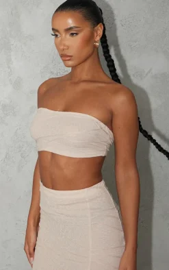 Stone Textured Jersey Bandaeu Crop Top