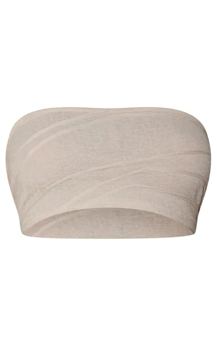 Stone Textured Jersey Bandaeu Crop Top