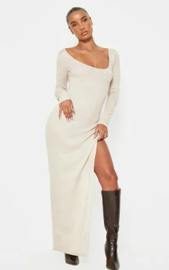 Stone Textured Lace Up Back Detail Maxi Dress