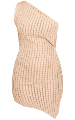 Stone Textured One Shoulder Bodycon Mini Dress