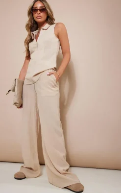 Stone Textured Sheer Woven Wide Leg Pants