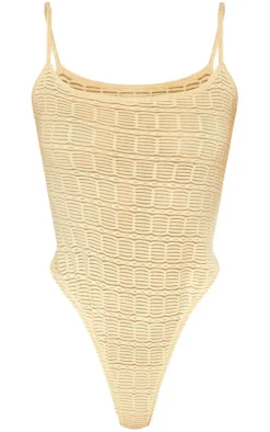 Stone Textured Strappy Open Back Bodysuit