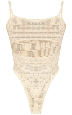 Stone Textured Strappy Open Back Bodysuit