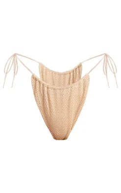 Stone Textured Tie Side Bikini Bottoms