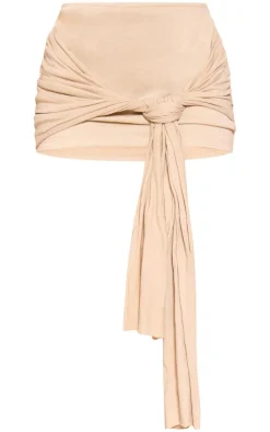 Stone Tie Front Knot Drape Mini Skirt