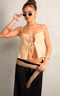 Stone Tie Front Spaghetti Strap Top