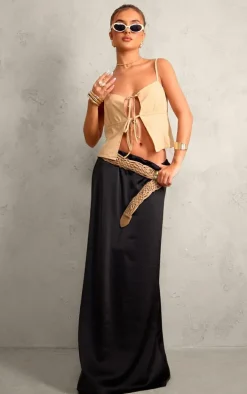 Stone Tie Front Spaghetti Strap Top