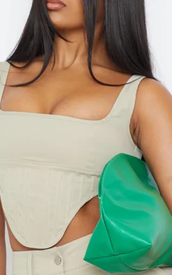 Stone Twill Dip Hem Structured Cargo Corset