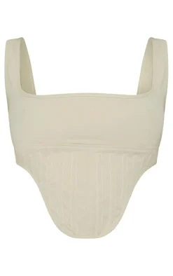 Stone Twill Dip Hem Structured Cargo Corset