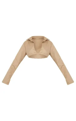 Stone Twill Open Back Cropped Shirt