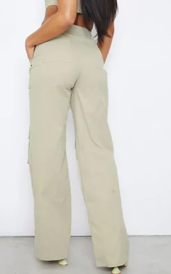 Stone Twill Pocket Detail High Waist Cargo Pants