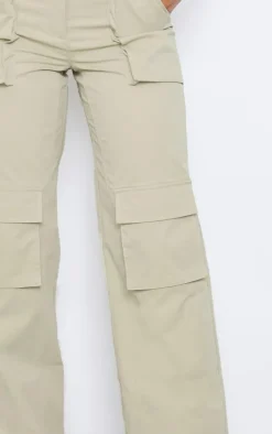 Stone Twill Pocket Detail High Waist Cargo Pants
