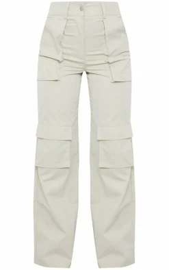 Stone Twill Pocket Detail High Waist Cargo Pants