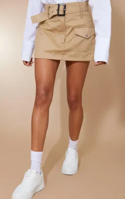 Stone Twill Pocket Front Cargo Skirt