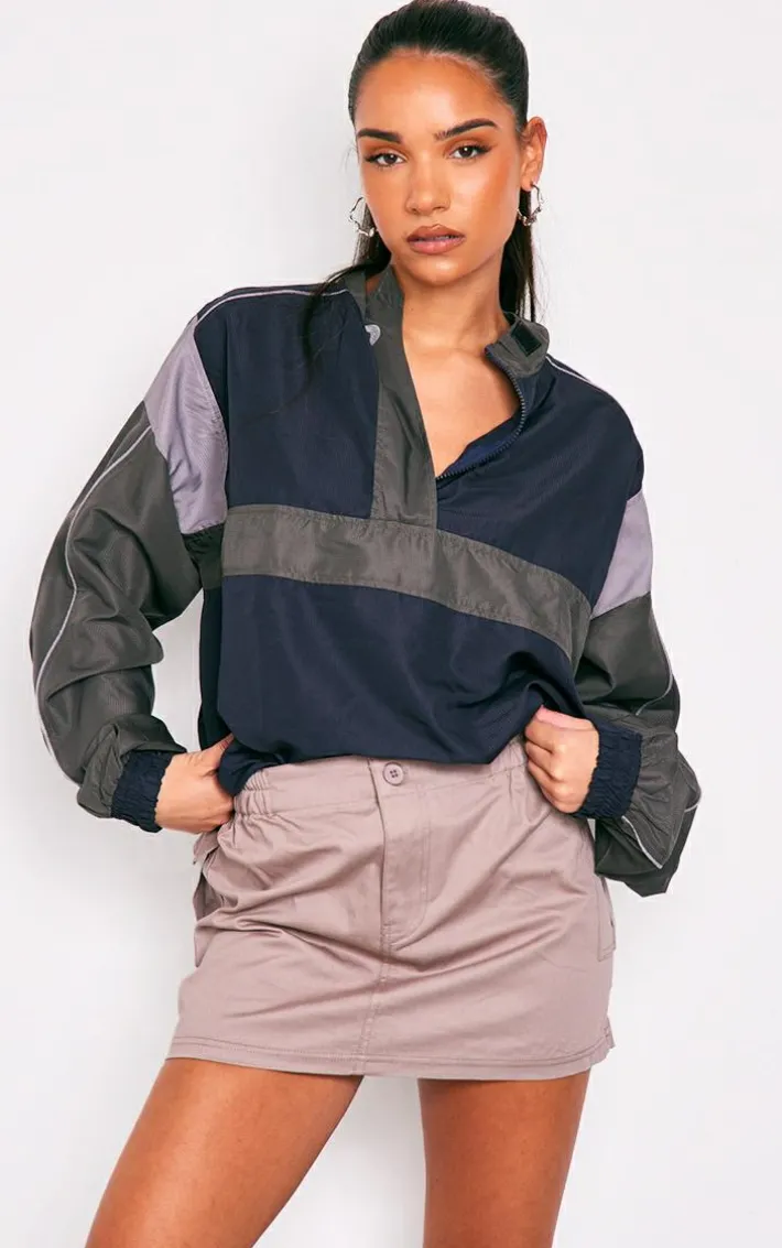 Stone Twill Pocket Front Micro Mini Cargo Skirt