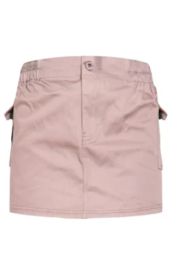 Stone Twill Pocket Front Micro Mini Cargo Skirt