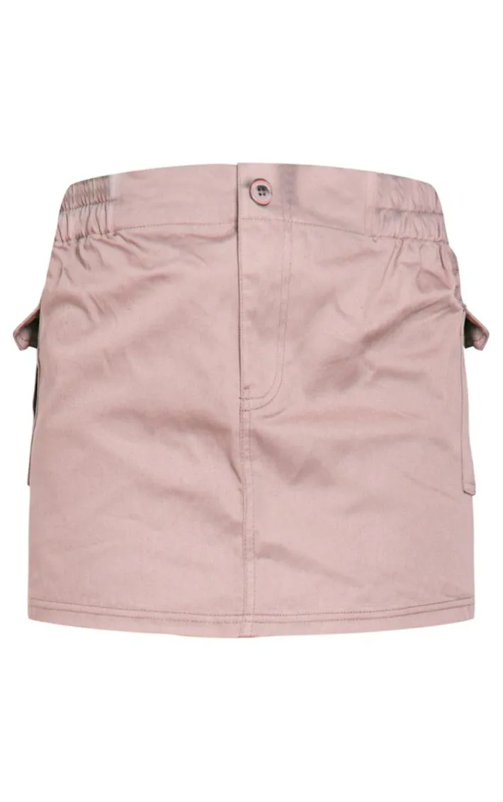 Stone Twill Pocket Front Micro Mini Cargo Skirt
