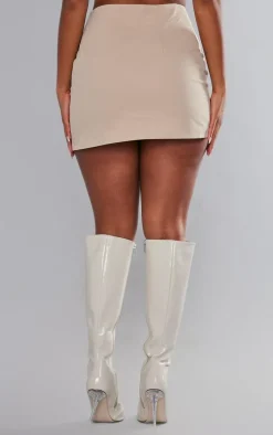 Stone Twill Split Hem Cargo Mini Skirt