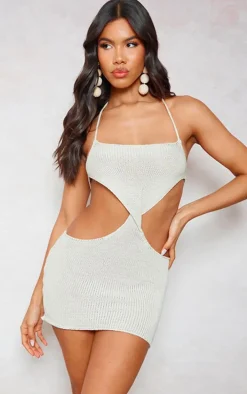 Stone Twist Waist Knit Mini Dress