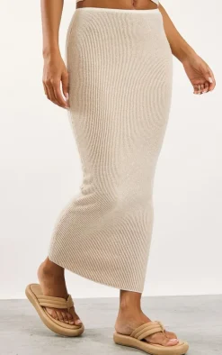 Stone Two Tone Knit Midaxi Skirt