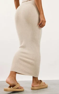Stone Two Tone Knit Midaxi Skirt